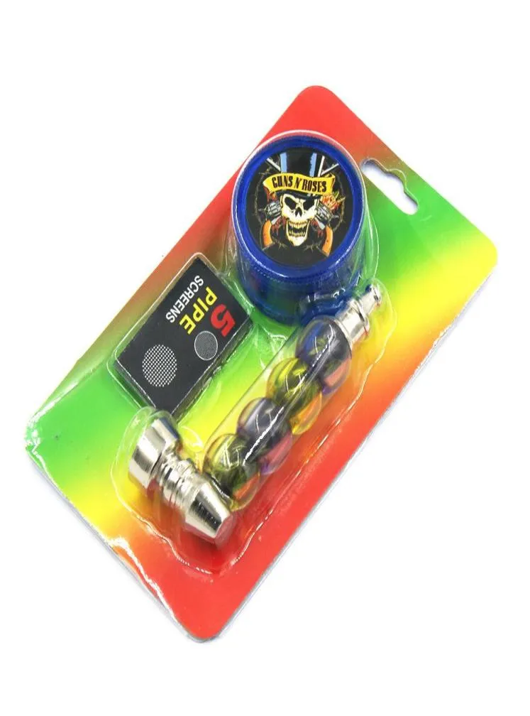 Plastic Pijp Grinder Set Pak Metalen Pijpen Tabak Lepel Pijp met Schermen voor Dab Booreiland Bongs5060666