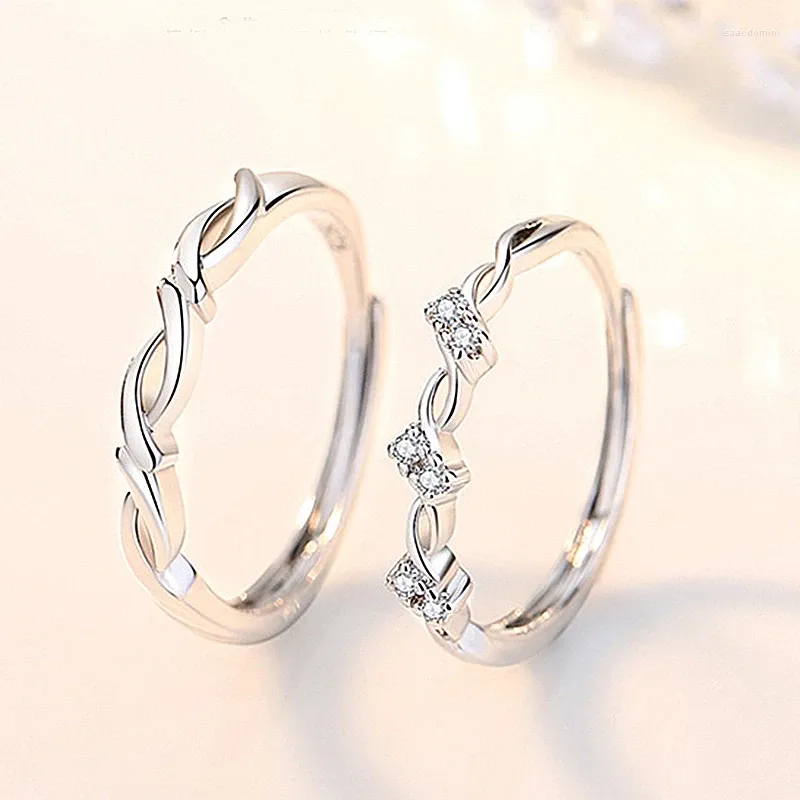 Cluster Rings European Clear CZ S925 Sterling Silver LOVE Couple Finger Ring For Women Girl Men Birthday Party Wedding Gift Jewelry