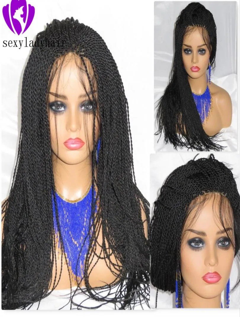 200density Full Micro Braided Wigs 흑인 여성을위한 합성 레이스 전면 가발 아프리카 계 미국인 꼰 하바나 레이스 가발과 BA1486390