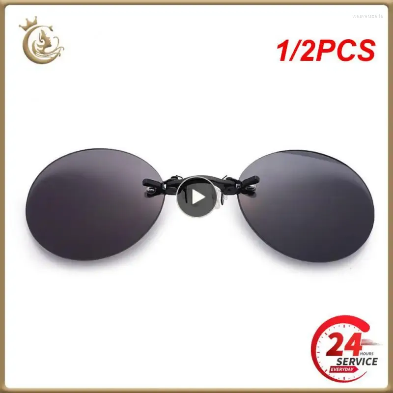 Sonnenbrille 1/2PCS Mode Clip auf Nase Männer Gläser 2024 Vintage Mini Runde Sonne Matrix Randlos