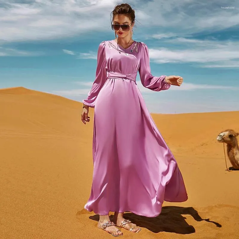 Vêtements ethniques Femmes musulmanes marocaines Abaya Strass Col V Longue Maxi Robe Dubaï Turquie Kaftan Islamique Caftan Robe Robes Ramadan