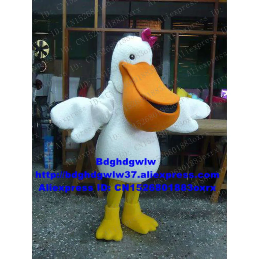 Mascot Costumes White Pelican Bird Mascot Costume Adult Cartoon Character Outfit Suit Festival Celebration Fashion Planning Zx1598