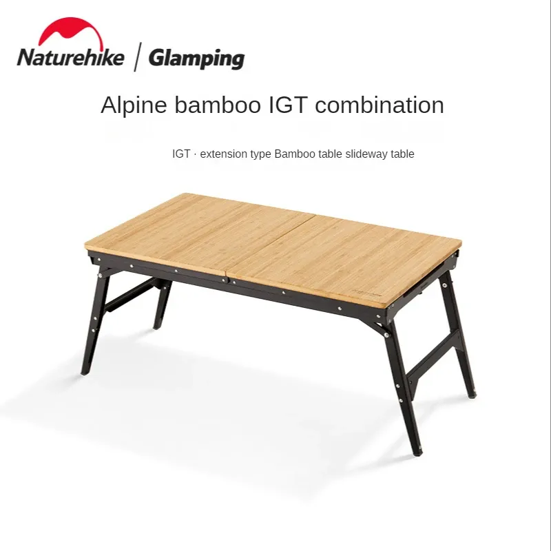 Möbler NatureHike Outdoor Camping Extension Type IGT Bamboo Table Slide Table Camping Barbecue Combination Table