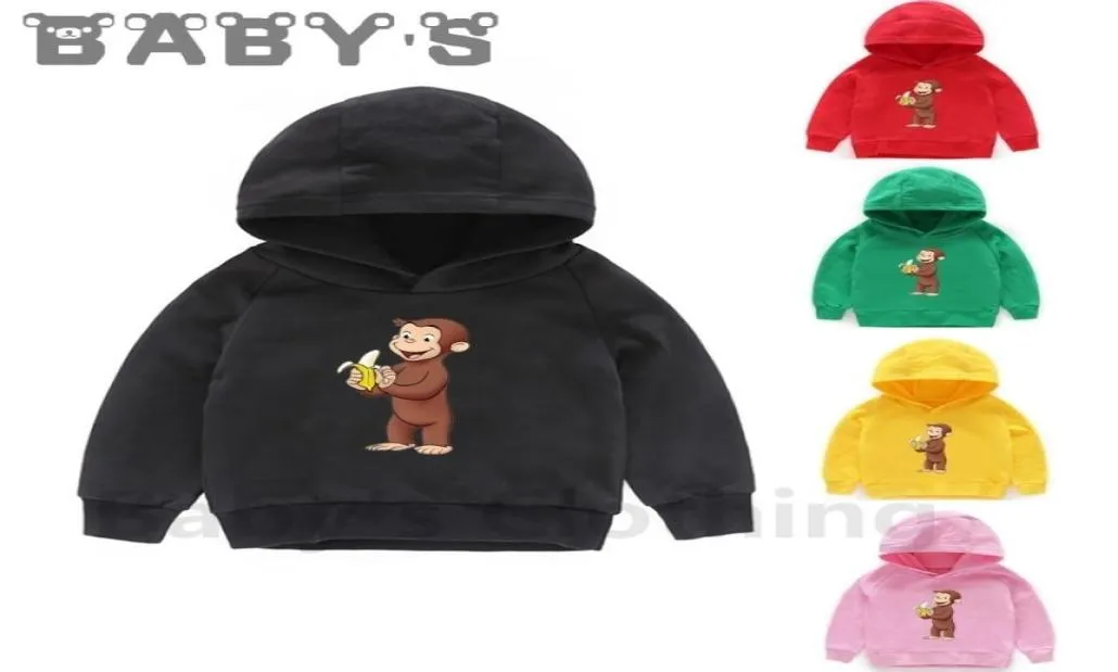 Felpe con cappuccio per bambini Bambini Curious George Monkey Cartoon Felpe Abbigliamento 2011275475423