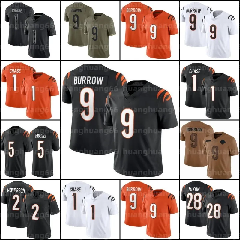 Joe Burrow Fußballtrikot 1 Ja'Marr Chase Tee Higgins Evan McPherson Joe Mixon Sam Hubbard Logan Wilson Trey Hendrickson Myles Murphy Jake Browning Cam Taylor-Britt