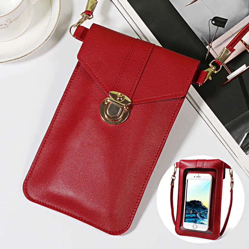 Cellphone Bags Lock Cell Phone Bag Female Korean Version Fashionable Simple One Shoulder Messenger Bag Touchscreen Student