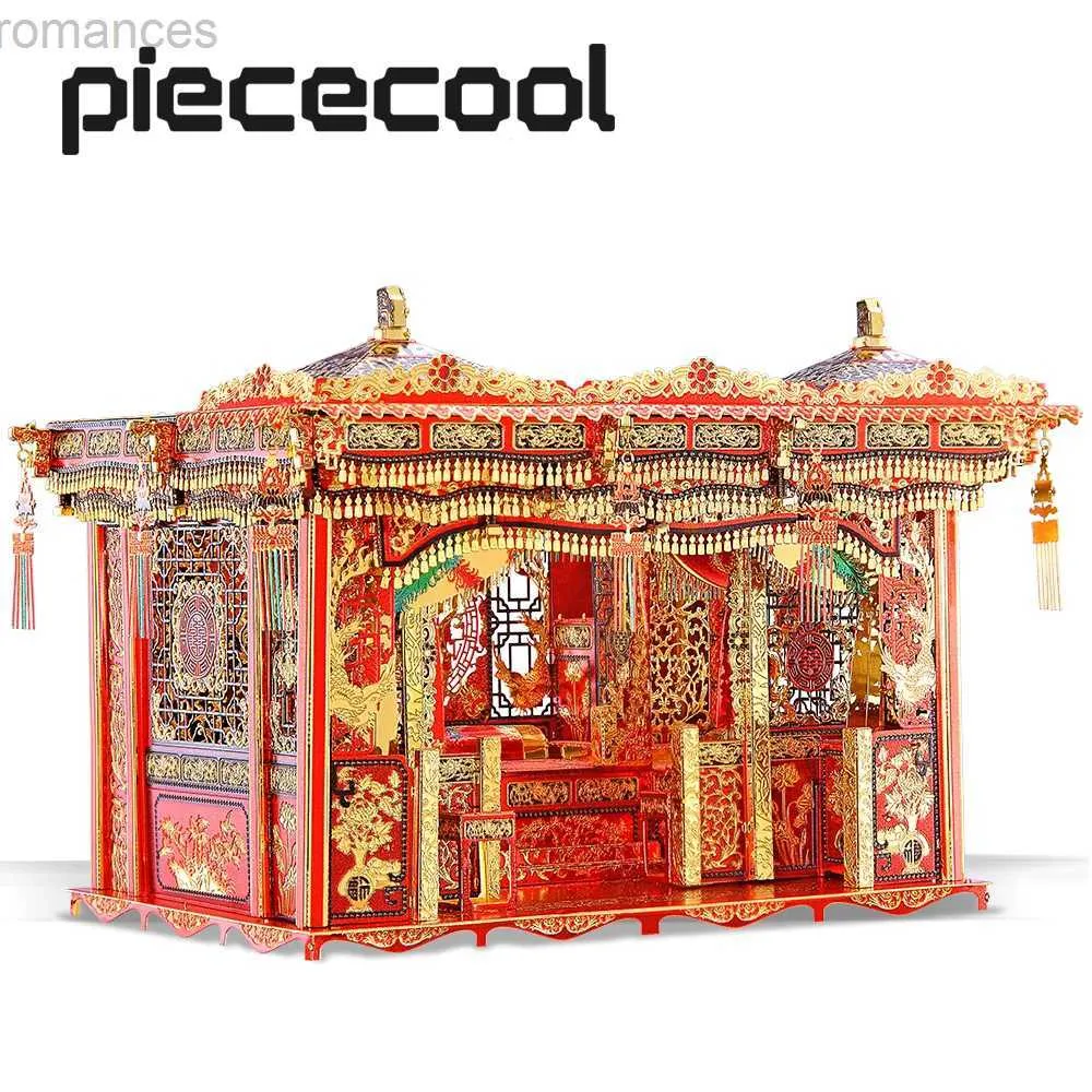 3D Puzzles Piececool 3D Puzzle Wedding Bed Metal Model Kits Diy Set Chinese Style Toys for Adult Jigsaw för Relaxtion 240314