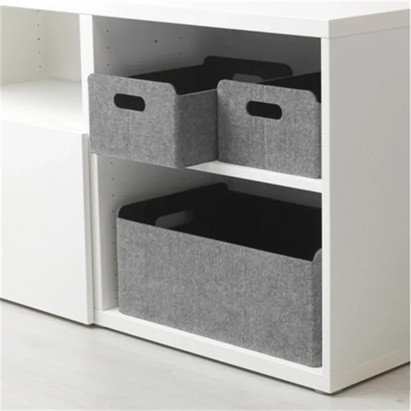 Körbe Nordic Filz Handgemachte Lagerung Korb Wohnzimmer Schwarz Grau Kleinigkeiten Organizer Box Baby Spielzeug Tuch Schlafzimmer Socke Sparen Sie Platz