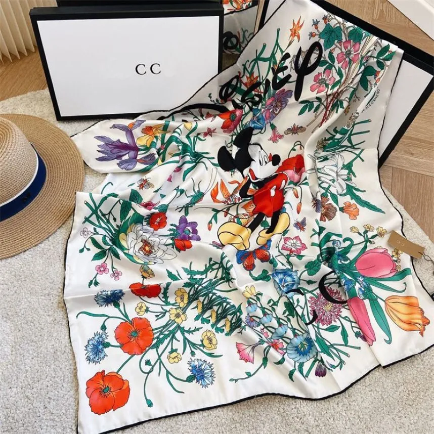 Foulards d'été pour femmes de mode Foulard en soie de luxe Lettres florales brodées à la main 90 par 90 cm Châle Petit Carré High289k