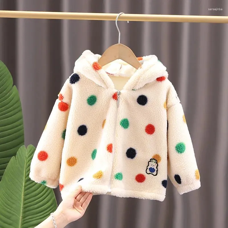 Manteau en duvet Han Edition Girls Web Celebrity Enfants Vêtements rembourrés de coton Couleur Dot Maomao À capuche Femmes Trésor des hivers d'automne 2024