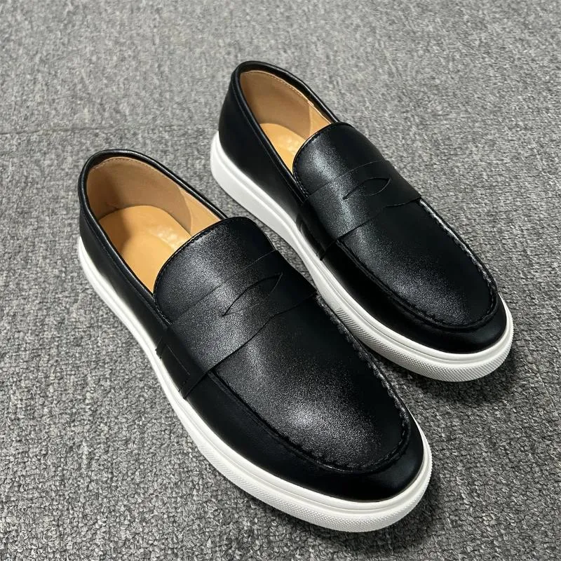 Casual Shoes Męskie Wulkanize czarne brązowe sneakery pu poślizgnięte ręcznie robione biznes męskie zapatos para hombre