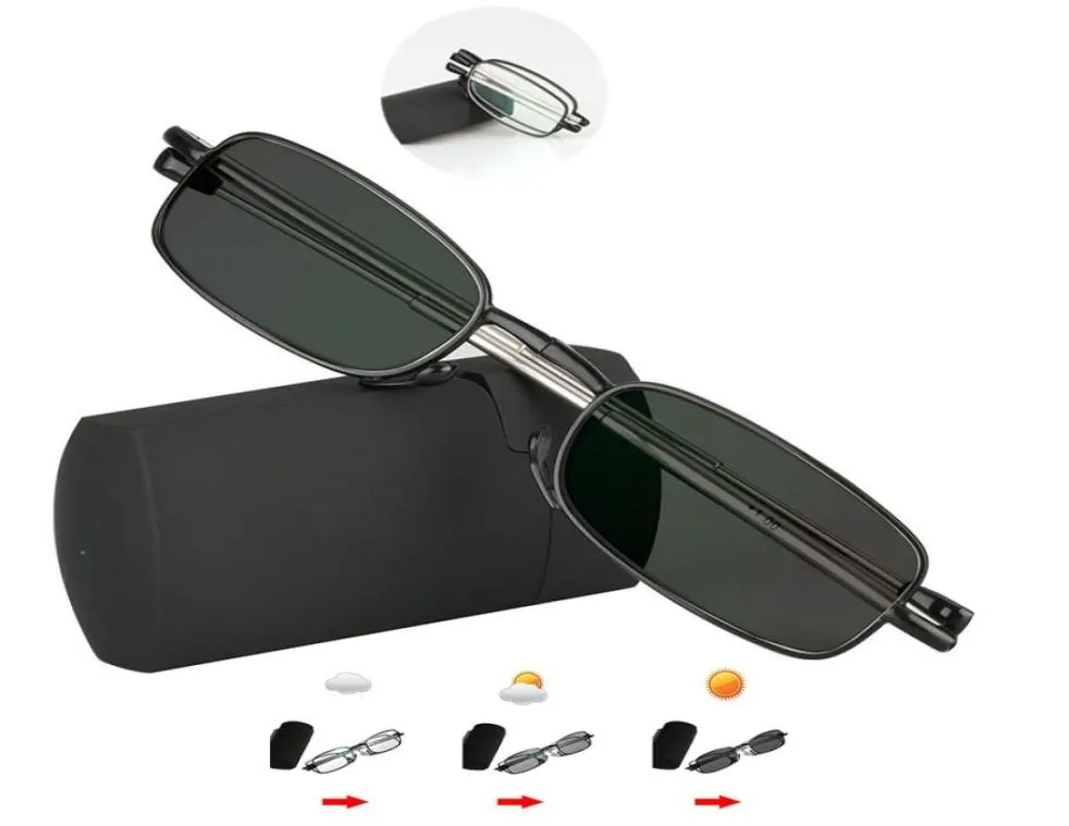 Óculos de leitura pocrômicos de transição, óculos de leitura unissex slim, mini dobráveis, capas portáteis, lunettes de palestra7371530