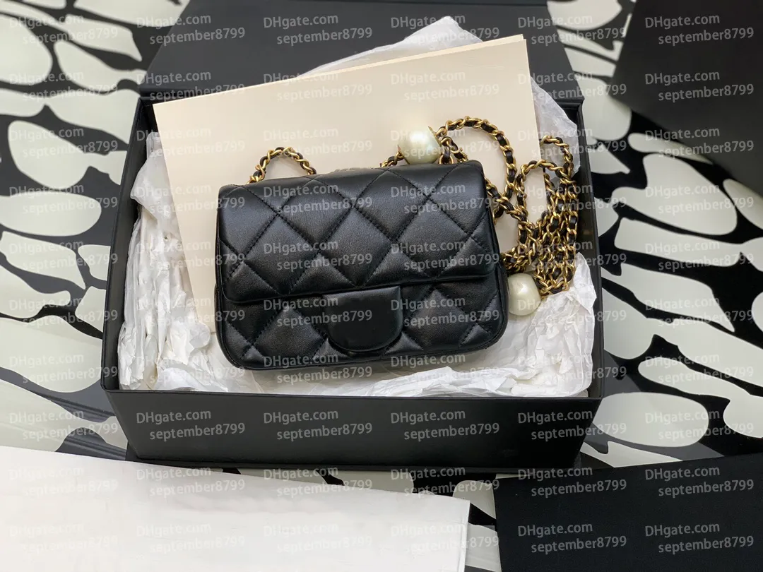 New 24S Designer Bag Double Pearls Flip Bag 10A Top Quality Woman Adjustable Chain Crossbody Bag Genuine Leather High End Lady Shoulder Bag Imitation 17cm Bag With Box From 286 3 DHgate