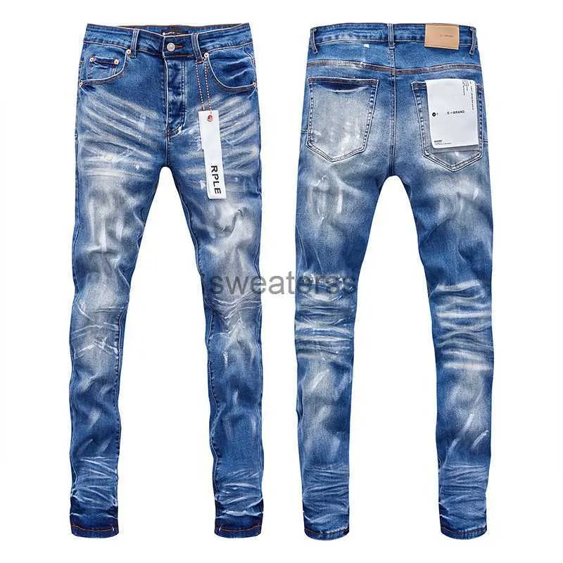 Lila varumärke jeans amerikanska trendiga hiphop katt whisker effekt rak ben NYV9
