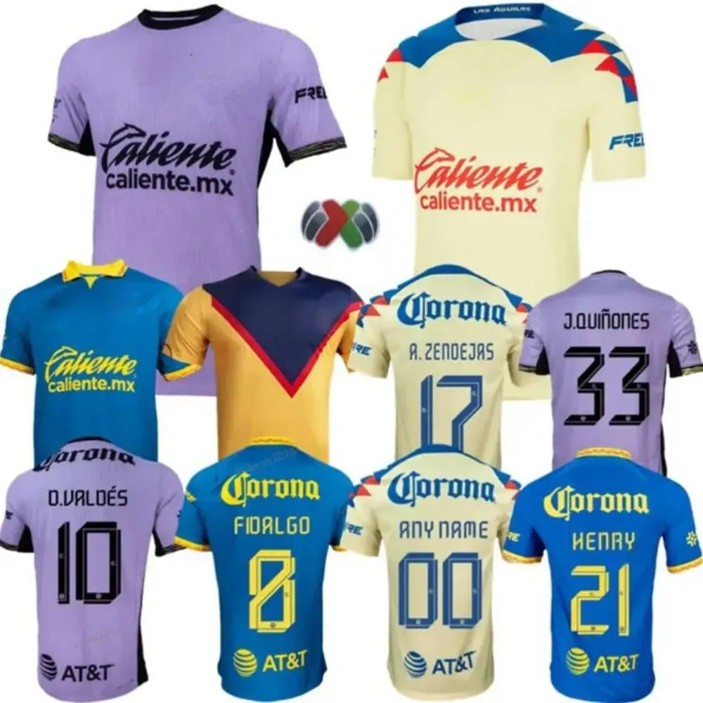 Goedkope 23 24 Club America voetbalshirts Liga MX HENRY J.QUINONES D.VALDES 3RD A.ZENDEJAS FIDALGO 2023 2024 THUIS WEG Derde Maillot Fans Slim