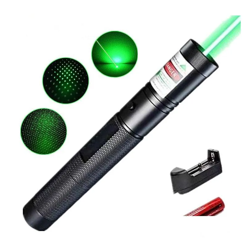 Лазерные указки 303 Green Pen 532Nm Аккумулятор с регулируемым фокусом и зарядное устройство EU Us Vc081 0,5 Вт Sysr Прямая доставка Электронные гаджеты Ot6Yv