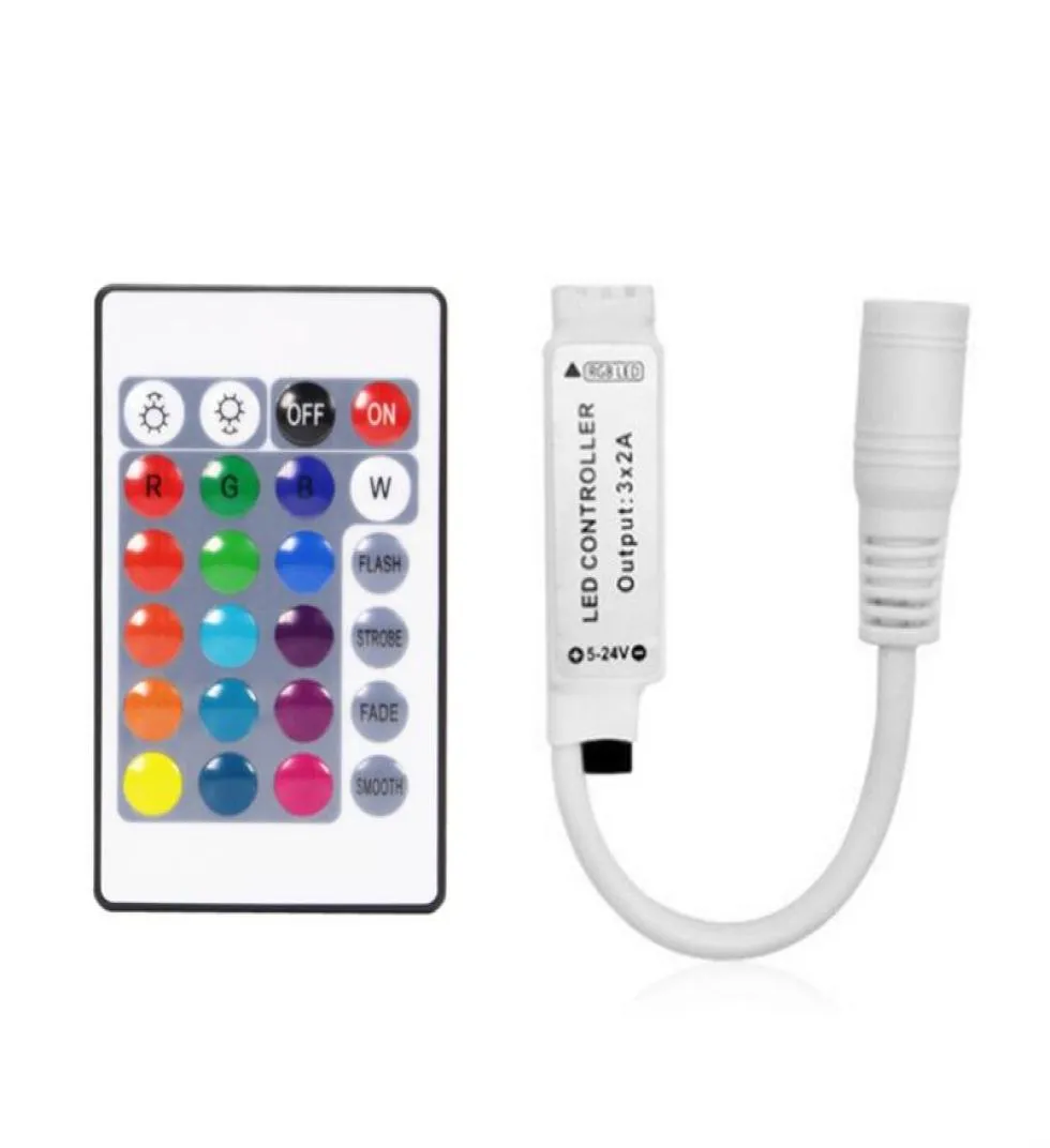 MINI DC5V24 Keys Wireless RGB LED Controller med IR -fjärrkontroll för SMD 3528 5050 5730 5630 Strip6523821
