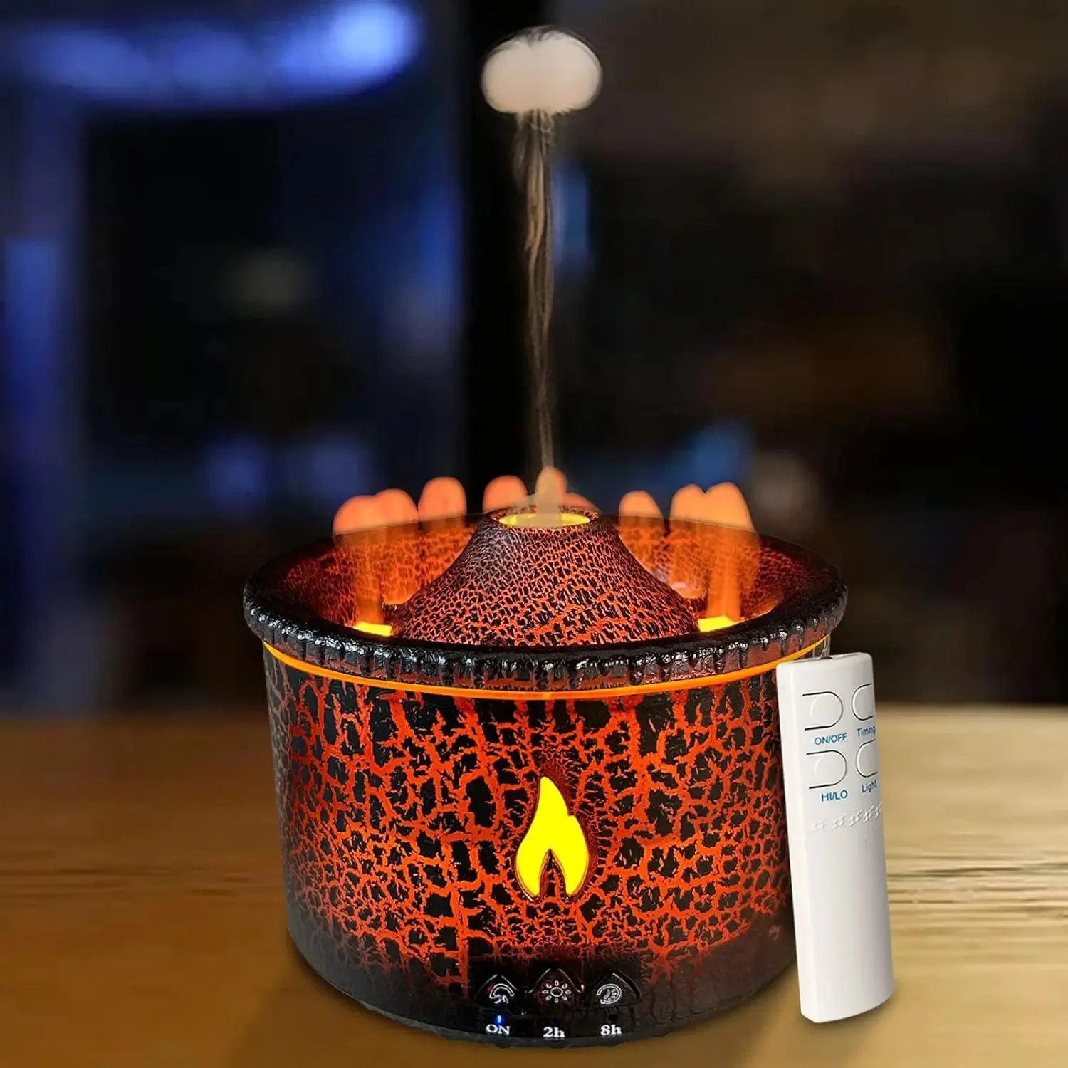 Diffuseur ultrasonique d'arôme d'huile essentielle d'humidificateur d'air de flamme de volcan pour les vapeurs de fumée de brume de méduse de parfum de pièce à la maison 240301