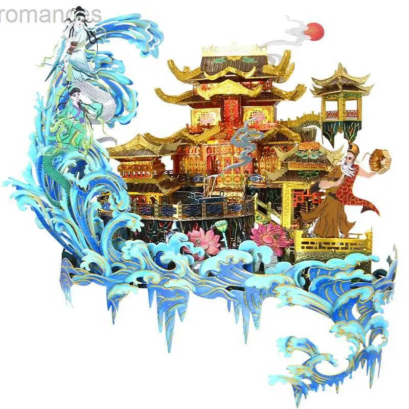 3D Puzzles Picture Kingdom building models 3D Metal Nano Puzzle The Flooding of Jinshan Temple model Kits DIY 3D Laser Cutting Jigsaw Toys 240314