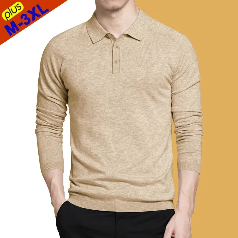 Automne Polo Pull Chemises Hommes De Base À Manches Longues Pulls Slim Fit Affaires Épaissir Classique Polo Mâle Hiver Taille S-3XL 240326