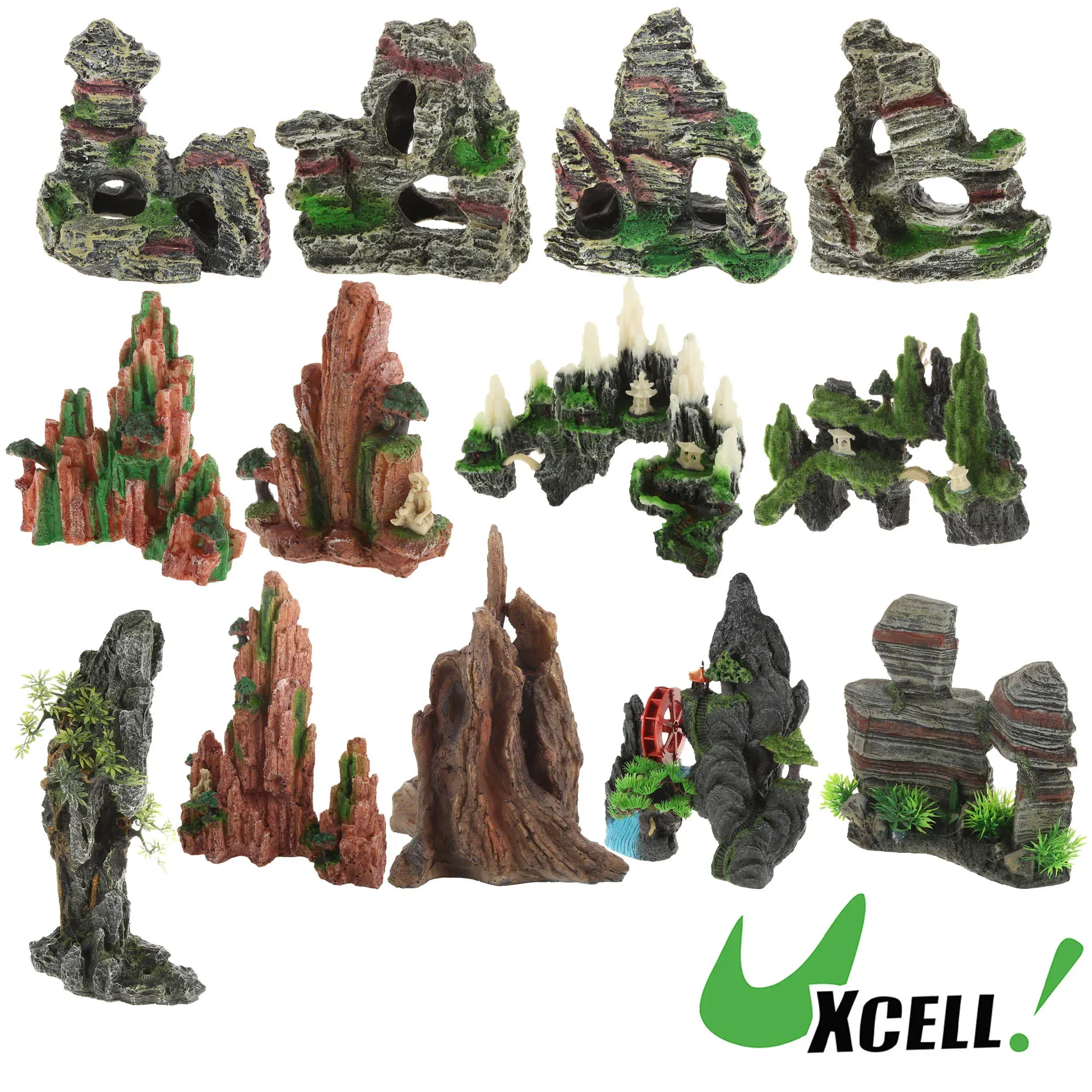 Décorations UXCELL Résine Artificielle Rockery Fish Tank Paysage Aquarium Décor Montagne Cachette Grotte Fournitures Pour Animaux De Compagnie Ornement Accessoires