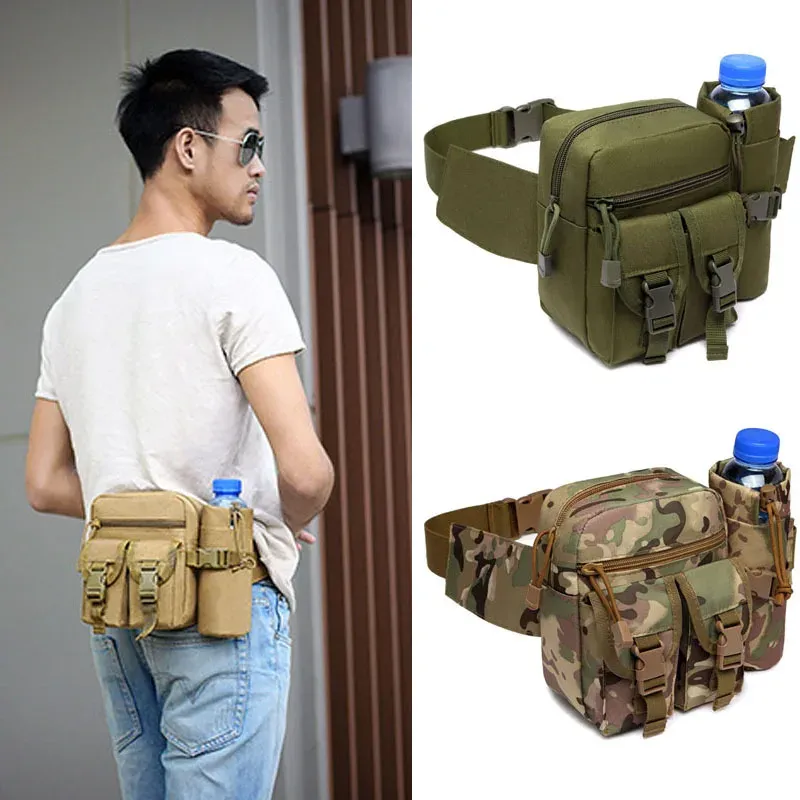 Tassen Outdoor Tactical Men Taille Pack wandelen Militaire rugzakken Nyon Kettle Telefoontas Vist Army Jacht klimmen van campinggordelzakken