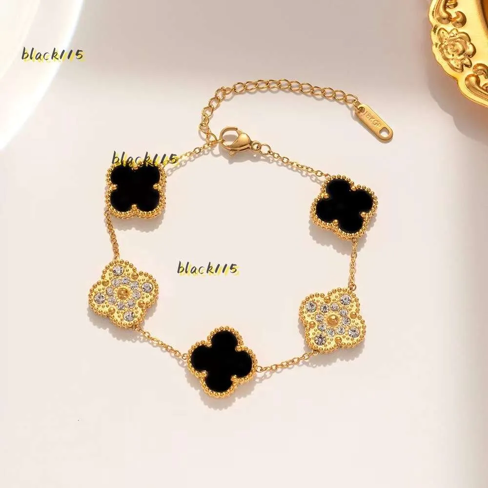 Bransoleta Bransoletka luksusowy projektant biżuterii cztery liście bransoletki 18k złoty talerz agat Diamond moda van miłosna łańcuch kobiet