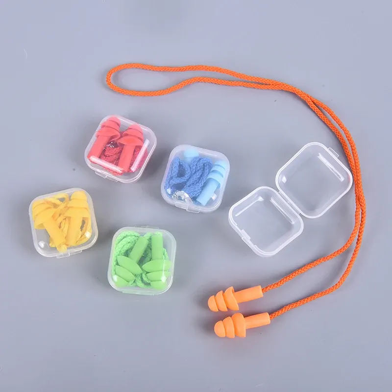 1Pairs Soft Anti-Noise Waterproof Swimming Silicone Swim Earplugs For Adult Children Swimmers Diving With Rope Ear Plug