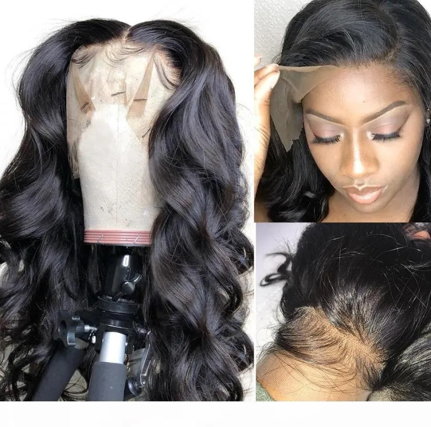 Perruque Lace Frontal Wig 360 brésilienne Remy, cheveux naturels, Body Wave, pre-plucked, avec Baby Hair, 360