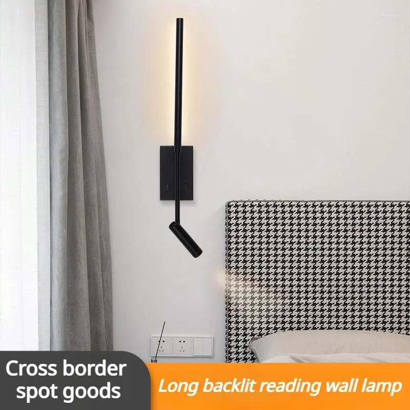 Lampada da parete da comodino con rotazione di 350 gradi, luce di lettura regolabile con interruttore, illuminazione minimalista nordica per camera El