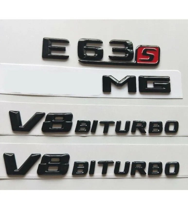 Gloss Black 3D Letters E63s لشعار AMG V8 Biturbo لـ Mercedes W212 W2133414778