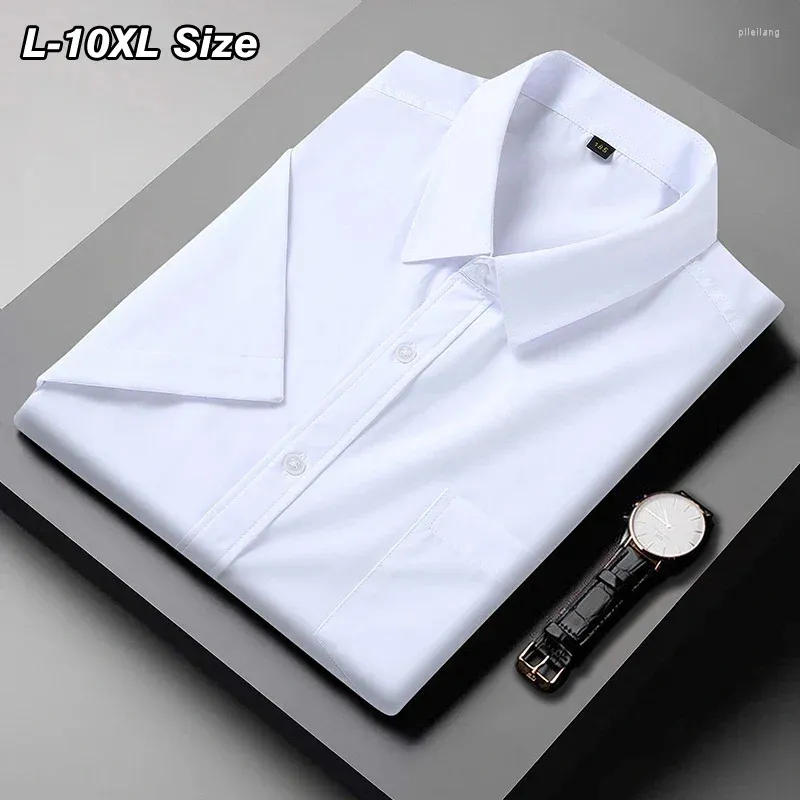 Koszule męskie Rozmiar Plus koszulka z krótkim rękawem 10xl 8xl 7xl Summer Solid Kolor Podstawowy formalny profesjonalny biznes luźne