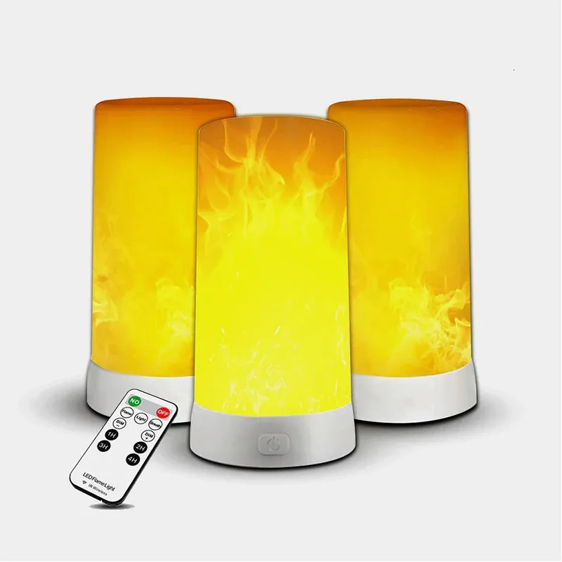 USB -uppladdningsbar LED -flamslampa Simulerad effekt Lätt realistisk brandatmosfär inomhusdekoration 4 Belysningslägen 240301