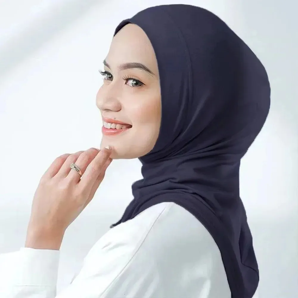 Turbante para mujeres Hijab interior Caps Conveniente Underscarf Moda musulmana Bonnet para mujeres Grande Elástico Transpirable Turbante Mujer 240301