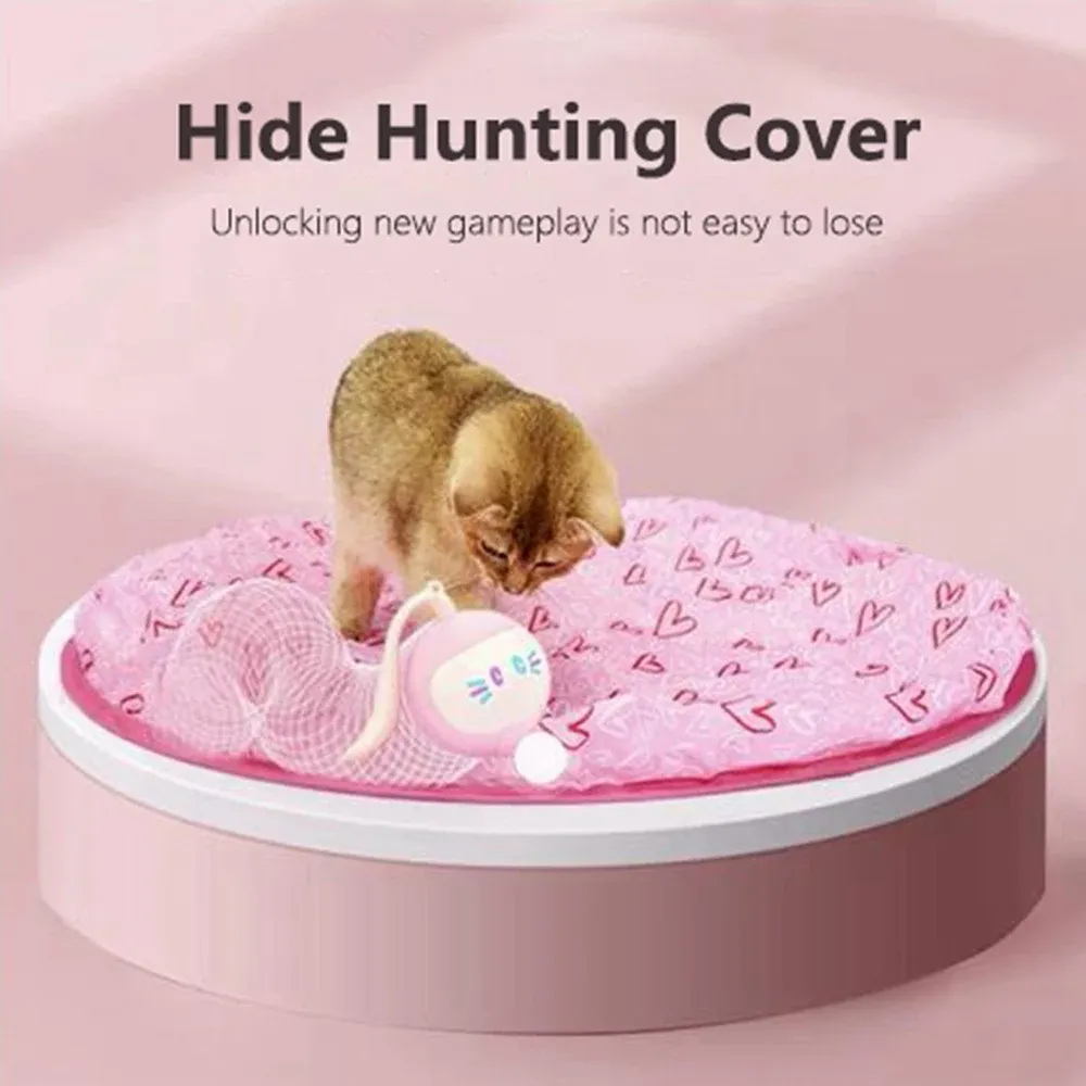 Cages cachent la couverture de chasse, jouets pour chats d'intérieur, capture de mouvement électrique, souris rose, jouets interactifs pour chats, jouets pour chats autonomes