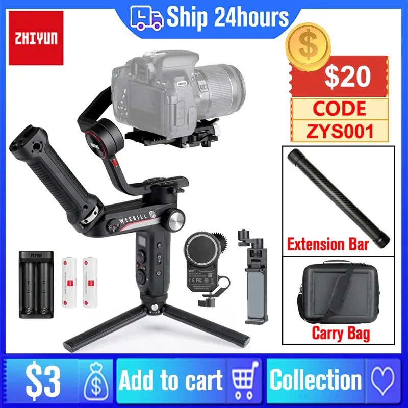 Heads Zhiyun Weebill S 3axis Gimbal Stabilizer voor spiegelloze en DSLR -camera Sony A7 III A6000 Nikon Panasonic GH5 Canon Weebill Lab