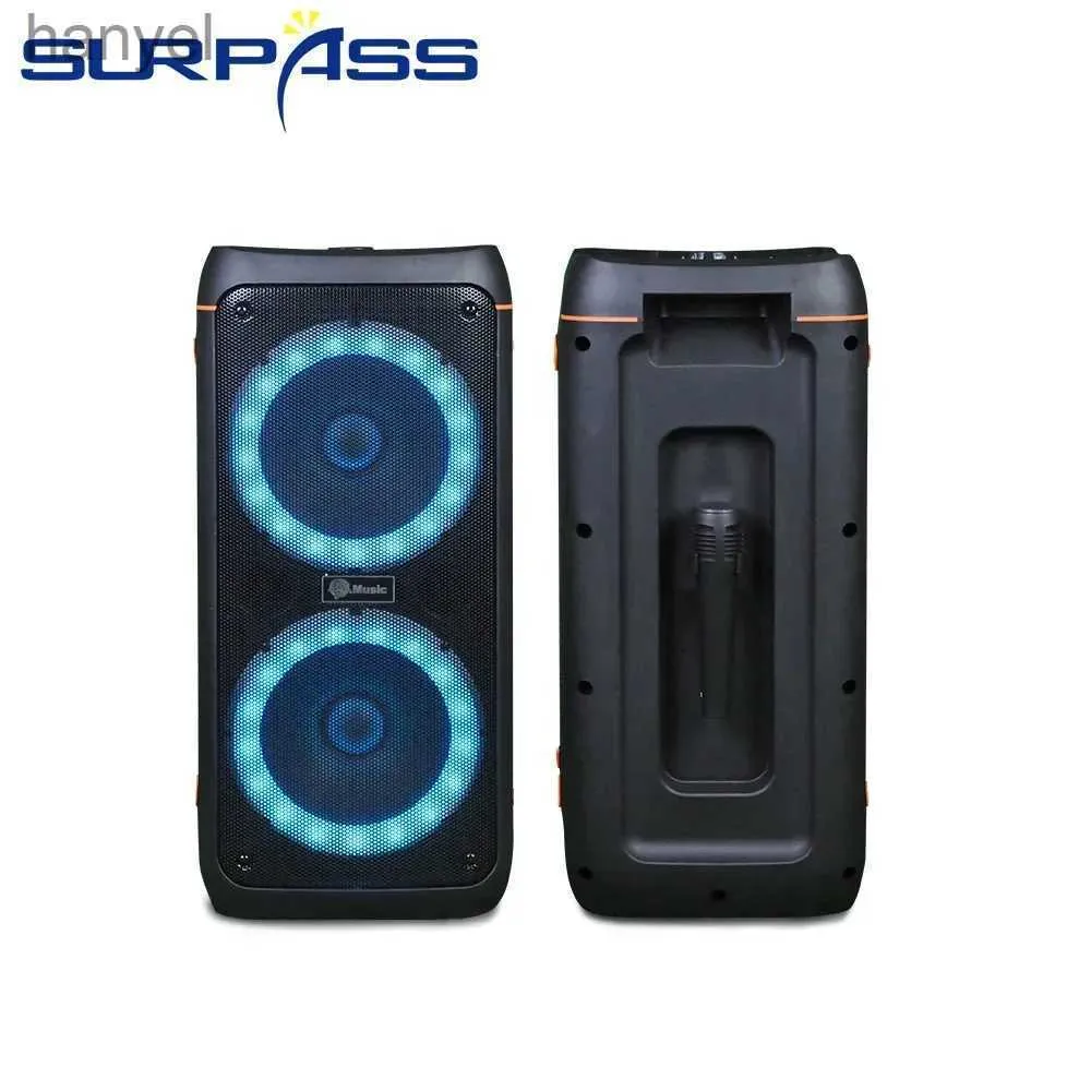 Alto-falantes portáteis duplos de 8 polegadas de alta potência Bluetooth alto-falante sem fio estéreo baixo subwoofer alto-falantes portáteis para festa karaokê suporte para coluna rádio FM 240314 240314