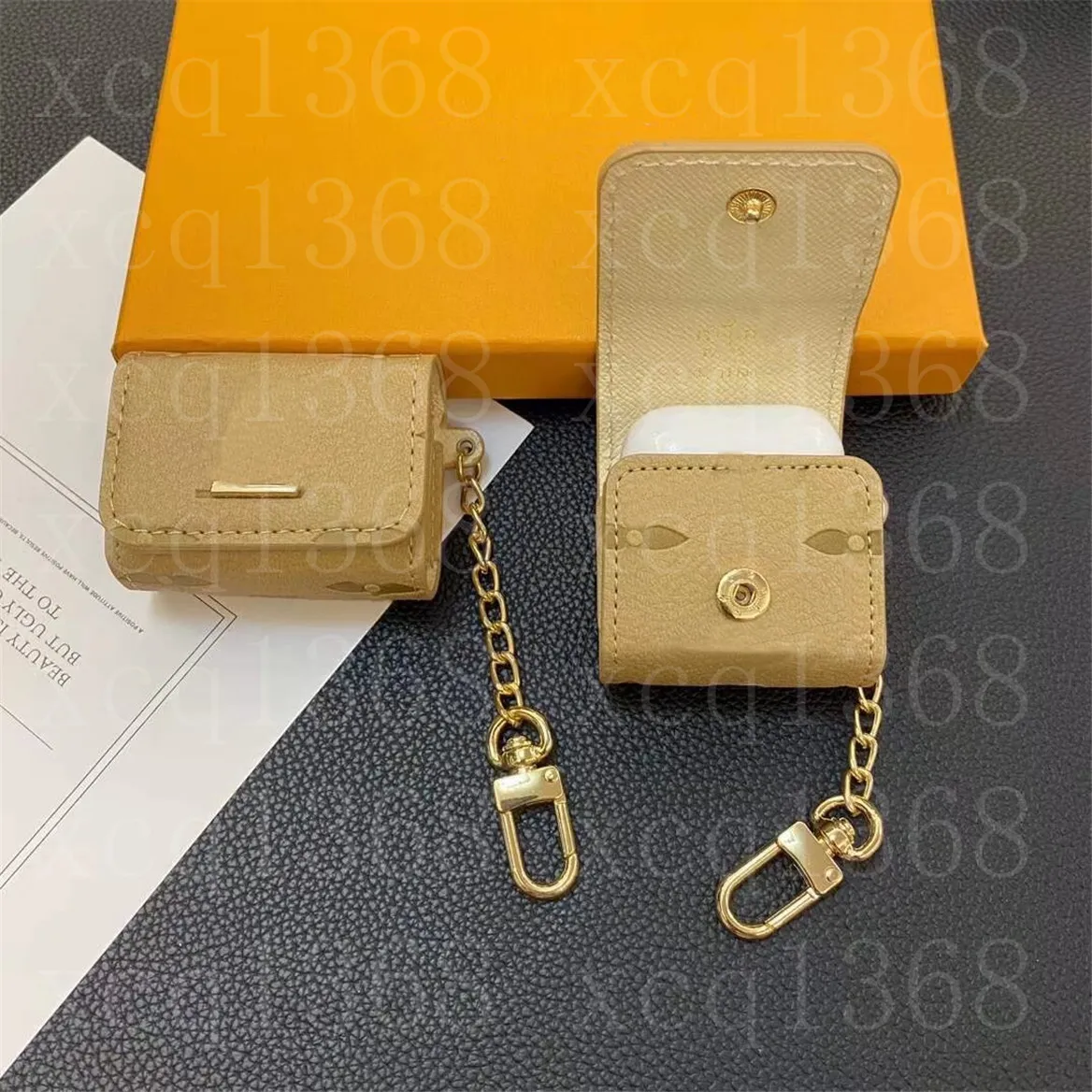 مصمم فاخر سلسلة سلسلة AirPods حقيبة AirPods لمدة 1 2 3 Airpod Pro 2 3 4 5 6 علبة جديدة طباعة حزمة الخطاف clasp keychain anti lost shell