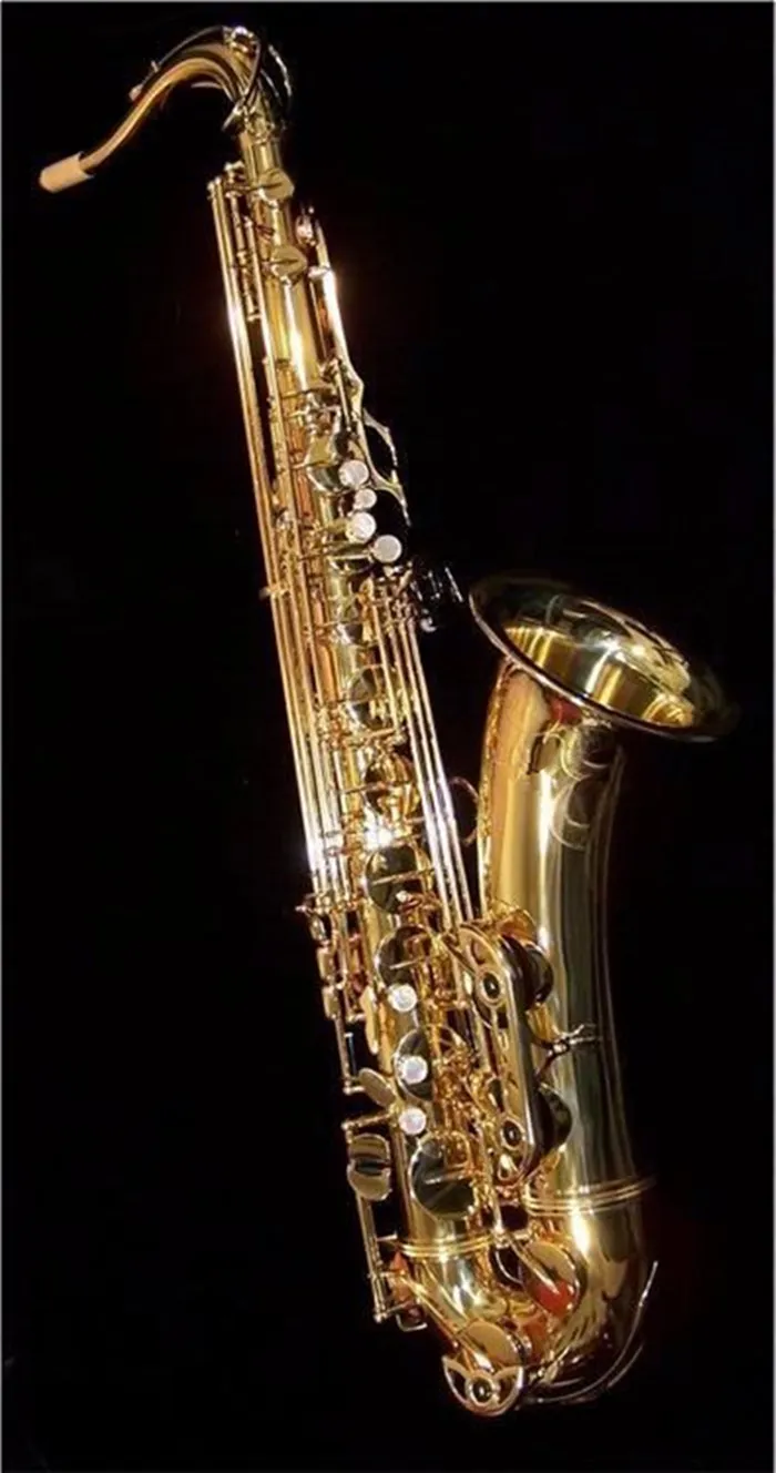 Japon T-902 Bb Tenor Saxophone de haute qualité en laiton plaqué or B Instrument de musique plat avec étui, embout