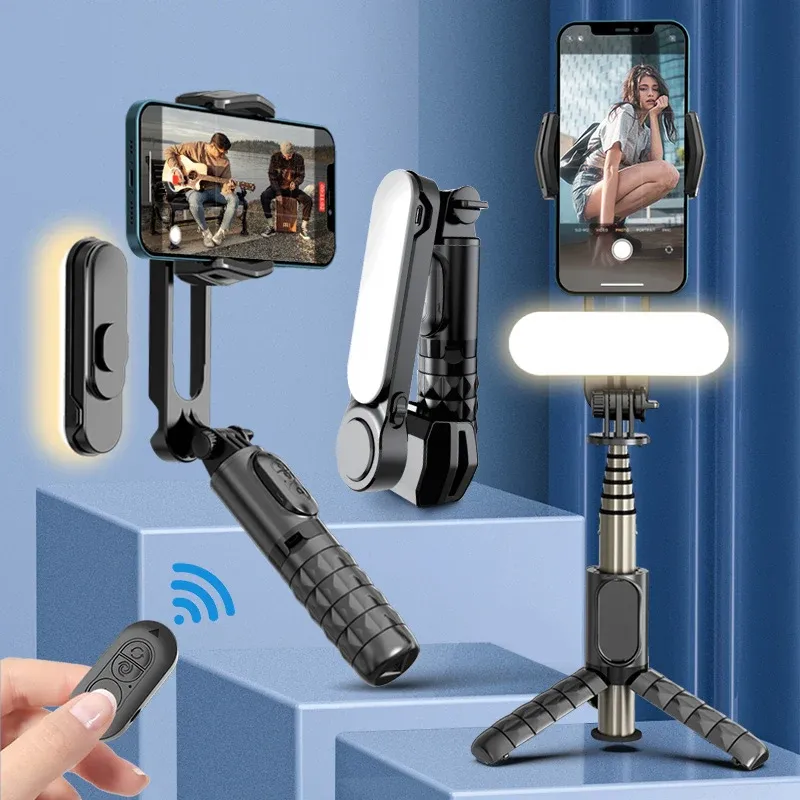 Gimbals Gimbal-stabilisator Selfie Stick-statief met invullicht Draadloze Bluetooth voor Huawei Xiaomi Iphone mobiele telefoon Smartphone Handheld