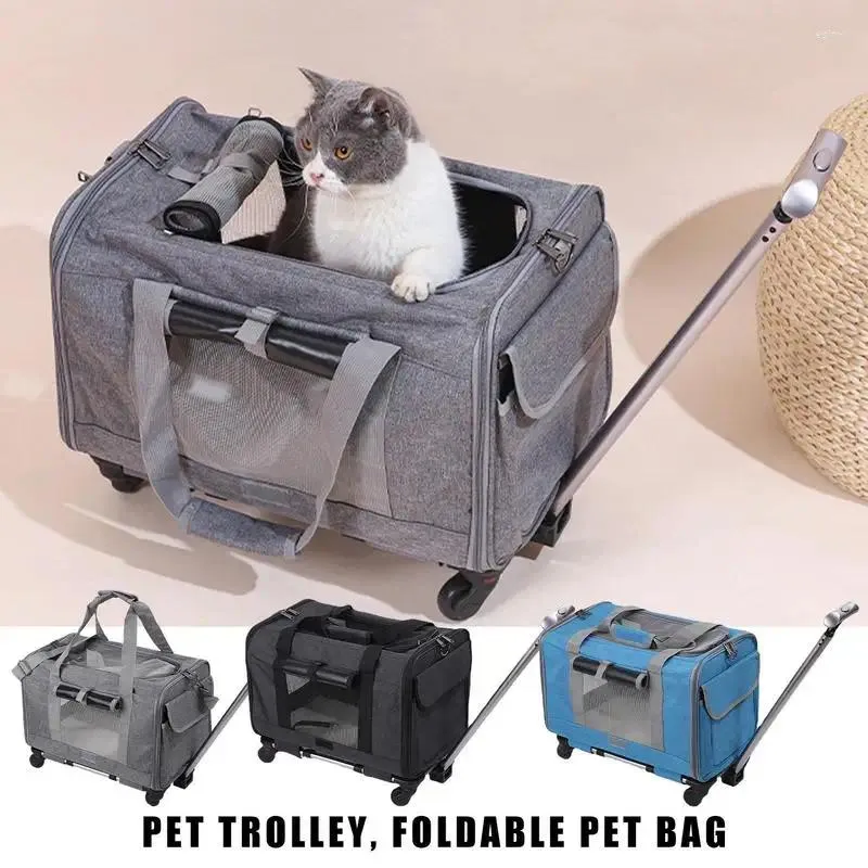 Dog Carrier Travel Bag Large Cat Box Transformable With Wheels And Safety Zipper For Easy Storage
