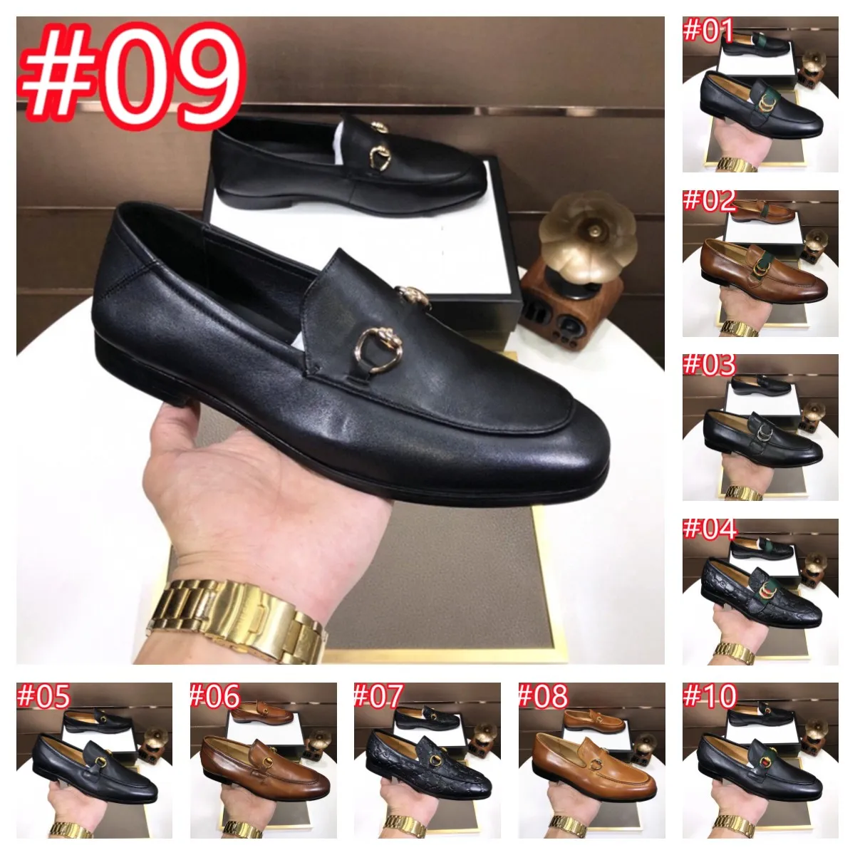 40Style Top Men Designers Loafers Shoes Classic Office Wedding Original Luxury Dress Shoes Summer Flats Brown Black Moccasins Walk Driving Shoe size 6.5-12