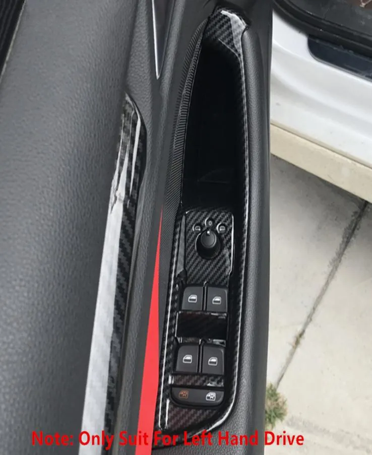 Cadre de levage de vitre de voiture en Fiber de carbone, couverture de décoration pour A3 8V 2014 – 18 LHD ABS, décalcomanies d'accoudoir de porte automobile 1842794 6 pièces