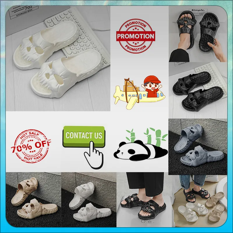 Designer Casual Platform Skeleton Head Funny One word Drag slippers summer men women rainbow slides sandals sandals soft thick cushion cloud slide GAI