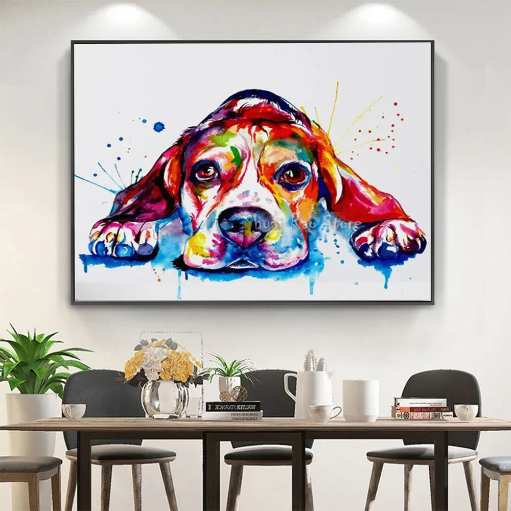 Numara Hayvan Köpek Beagle Boyama Sayılar Set Akrilik Boyalar 40*50 Tahtalar Sayılarla Loft Duvar Resim El Sanatları Yetişkinler Toptan