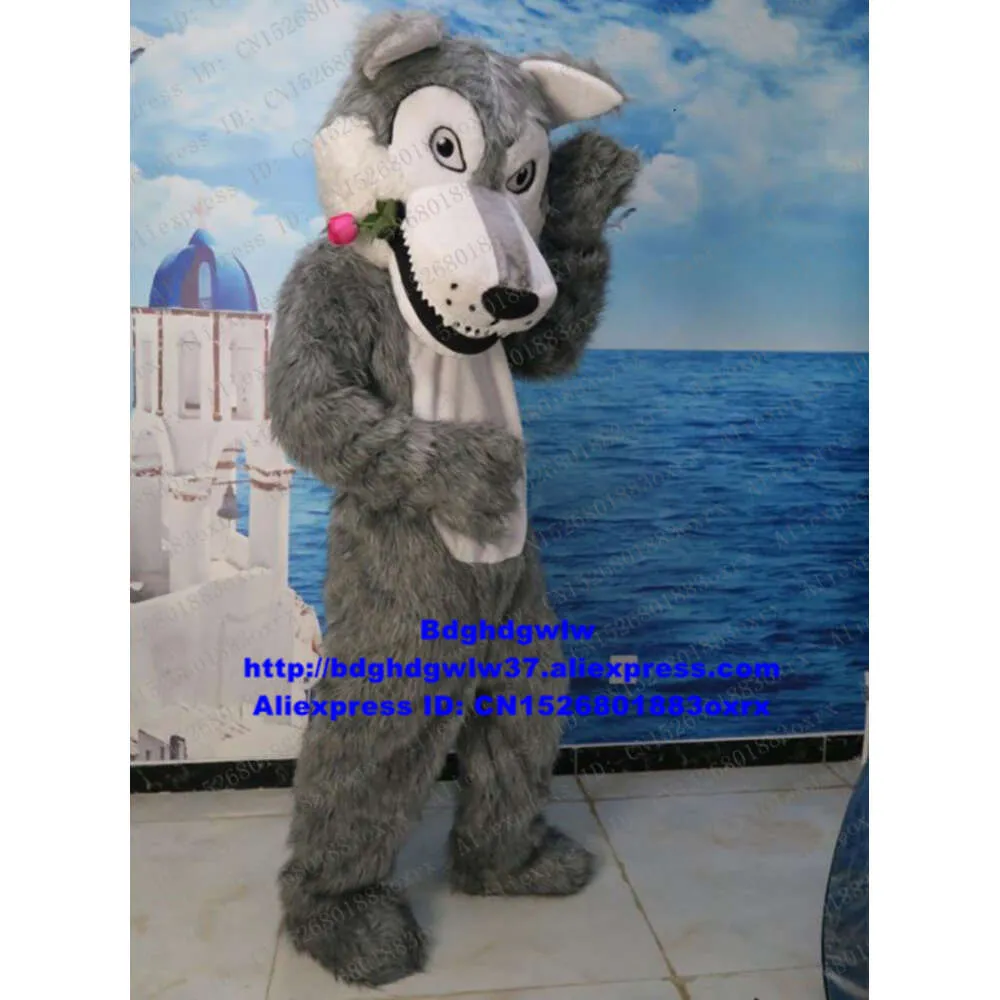 Mascot Costumes Long Fur Timber Grey Wolf Mascot Costume Adult Cartoon Character Outfit Suit Education Trade Exhibition Zx1732