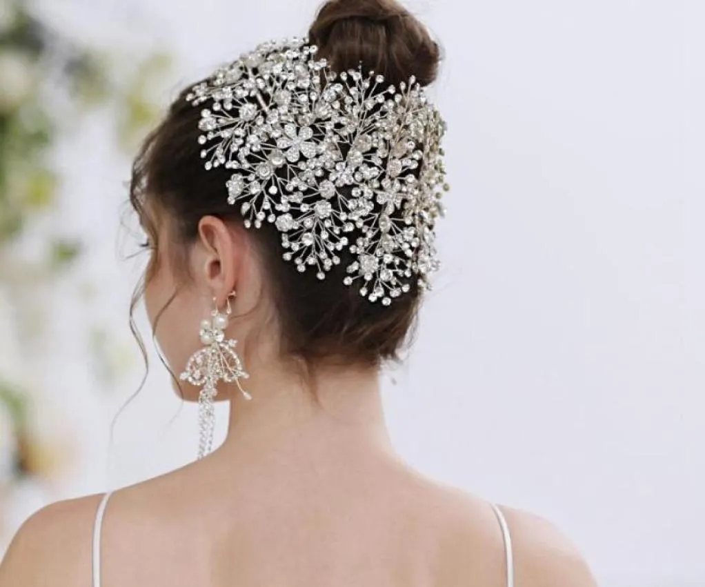 Fashion Wedding Bridal Headpiece Hair Accessories with Crystal Bridal Crowns and Tiaras Head Jewelry Rhinestone Bridal Tiara Headb5639349