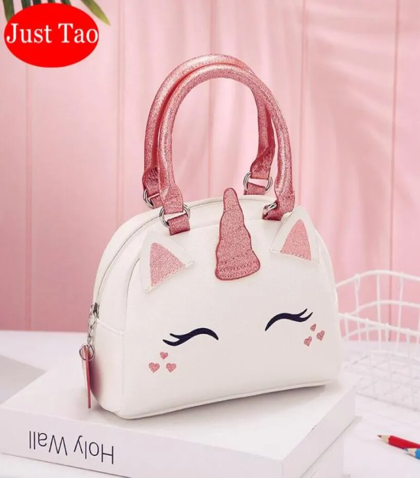 Just Tao Children039s Cartoon unicorn handbags Kids Small Leather Totes Girls Fashion bags for Party Toddlers mini coin purse 4004186