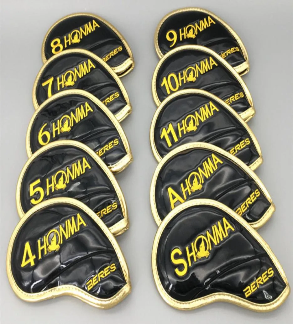 Limited Edition Embroidery Honma Beres Golf Irons Club Headcover Set Gold Upscale Crystal PU Golf Head Cover for Irons 411SA 10PC7653555