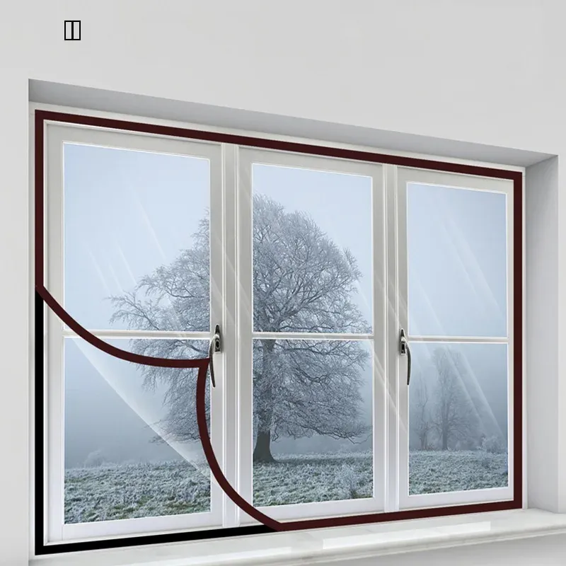 Tende Pellicola per finestre isolante invernale fai-da-te Tende per camera da letto interna autoadesiva Tende in pellicola di vetro morbido antivento per soggiorno